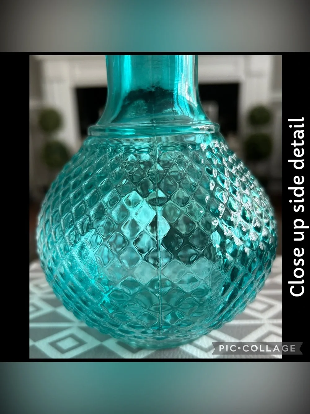 Turquoise Textured Glass Vase - Home Accents